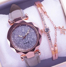 Load image into Gallery viewer, Shiny Luxury Student Watch Womens Star Quartz Watch Fashion Casual Womens Watch Bracelet Set Dial Woman Children Set Bracelet Watch Leather Band Luxury Quartz Watches
