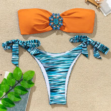 将图片加载到图库查看器，Shiny Rhinestone Strapless Bikini Female Women 2PCS Shiny Diamond Bikini Set Bra Swimsuit  Bathing Suit Swimsuit Women Swimwear Two-pieces Luxury Bikini Set Bather Bathing Suit Swimwear
