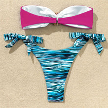 将图片加载到图库查看器，Shiny Rhinestone Strapless Bikini Female Women 2PCS Shiny Diamond Bikini Set Bra Swimsuit  Bathing Suit Swimsuit Women Swimwear Two-pieces Luxury Bikini Set Bather Bathing Suit Swimwear
