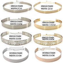 将图片加载到图库查看器，Shiny Women Metal Belt Luxurious Gold Dress Chain Belts Elegant Polished Adjustable Metal Mirror Waist Belt
