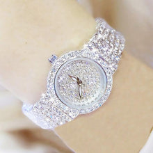 将图片加载到图库查看器，Shiny Women Watches Luxury Small Dial Rose Gold Watches Ladies Stainless Steel Iced Out Watch With Quartz Movement Crystal Rhinestone Diamond Watches For Women Stainless Steel Elegant Women Wristwatch
