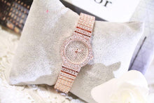 将图片加载到图库查看器，Shiny Women Watches Luxury Small Dial Rose Gold Watches Ladies Stainless Steel Iced Out Watch With Quartz Movement Crystal Rhinestone Diamond Watches For Women Stainless Steel Elegant Women Wristwatch

