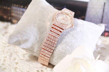 将图片加载到图库查看器，Shiny Women Watches Luxury Small Dial Rose Gold Watches Ladies Stainless Steel Iced Out Watch With Quartz Movement Crystal Rhinestone Diamond Watches For Women Stainless Steel Elegant Women Wristwatch
