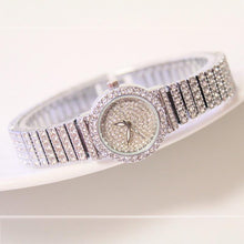 将图片加载到图库查看器，Shiny Women Watches Luxury Small Dial Rose Gold Watches Ladies Stainless Steel Iced Out Watch With Quartz Movement Crystal Rhinestone Diamond Watches For Women Stainless Steel Elegant Women Wristwatch
