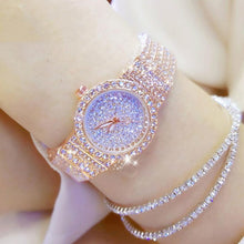 将图片加载到图库查看器，Shiny Women Watches Luxury Small Dial Rose Gold Watches Ladies Stainless Steel Iced Out Watch With Quartz Movement Crystal Rhinestone Diamond Watches For Women Stainless Steel Elegant Women Wristwatch
