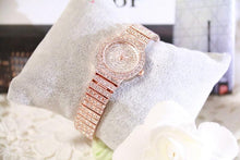 将图片加载到图库查看器，Shiny Women Watches Luxury Small Dial Rose Gold Watches Ladies Stainless Steel Iced Out Watch With Quartz Movement Crystal Rhinestone Diamond Watches For Women Stainless Steel Elegant Women Wristwatch
