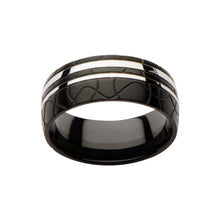 Load image into Gallery viewer, Mens Stainless Steel Black IP Patterned Stainless Steel Ring
