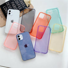 Load image into Gallery viewer, Shockproof Bumper Cover Anti-Scratch Protective Slim Thin Phone Case for iPhone Candy Color Transparent Silicone Phone Case For iPhone 14 12 13 Mini 14 Pro Max Clear Soft Cover
