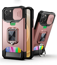 Load image into Gallery viewer, Shockproof Camera Cover &amp; Kickstand  Heavy Duty Protective Case Suitable For iPhone 14 Pro Max Card Push Anti-fall Mobile Phone Case iPhone 13 12 11 Pro Max Ring Protective Cover

