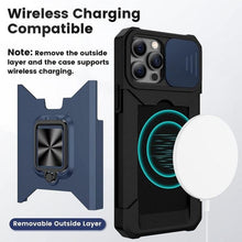 Load image into Gallery viewer, Shockproof Camera Cover &amp; Kickstand  Heavy Duty Protective Case Suitable For iPhone 14 Pro Max Card Push Anti-fall Mobile Phone Case iPhone 13 12 11 Pro Max Ring Protective Cover
