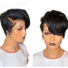 Load image into Gallery viewer, Short Bob Wig Pixie Cut Wig Straight Human Hair Wigs T Part Transparent Lace Wig For Women Pre plucked Hairline Human Hair Wig For Black Women Gifts for Girlfriends
