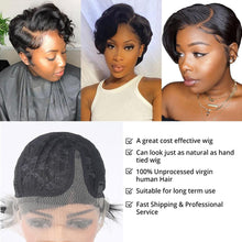 Load image into Gallery viewer, Short Bob Wig Pixie Cut Wig Straight Human Hair Wigs T Part Transparent Lace Wig For Women Pre plucked Hairline Human Hair Wig For Black Women Gifts for Girlfriends
