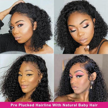 Load image into Gallery viewer, Short Curly Bob Brazilian Human Hair Wigs Lace Frontal Closure Deep Wave Wigs For Black Women Lace Front Human Hair Wigs For Black Women Gifts for Girlfriends
