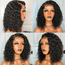 Load image into Gallery viewer, Short Curly Bob Brazilian Human Hair Wigs Lace Frontal Closure Deep Wave Wigs For Black Women Lace Front Human Hair Wigs For Black Women Gifts for Girlfriends
