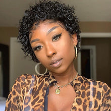 将图片加载到图库查看器，Short Pixie Cut Wig Bob Curly Human Hair Wig Brazilian Hair Wigs for Women Pre Plucked with Baby Hair Non Lace Human Hair Wigs For Black Women Gifts for Girlfriends
