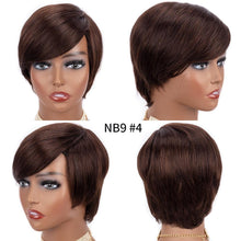 Load image into Gallery viewer, Short Pixie Cut Wig Human Hair Wigs Straight Bob Wigs With Bangs Full Machine Human Hair Wig for Black Women Black &amp; Ombre Wigs For Black Women Gifts for Girlfriends
