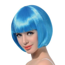 Load image into Gallery viewer, Short Straight Synthetic Blonde Pink Red Black Brown Blue 10" Bob Wigs with Bangs for Women Halloween Cosplay Party For Black Women Gifts for Girlfriends
