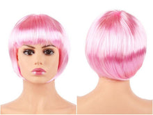 Load image into Gallery viewer, Short Straight Synthetic Blonde Pink Red Black Brown Blue 10" Bob Wigs with Bangs for Women Halloween Cosplay Party For Black Women Gifts for Girlfriends
