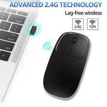 将图片加载到图库查看器，Silent White Slim 2.4G Wireless Rechargeable USB Portable Mouse Ultra Thin 1600DPI  Noiseless Ergonomic Mice For Laptop
