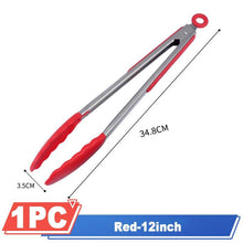Load image into Gallery viewer, Silicone BBQ Grilling Tong Kitchen Cooking Salad BBQ  Serving Tong Non-Stick Barbecue Clip Clamp Stainless Steel Tools Gadgets Silicone BBQ Grilling Tong Kitchen Cooking Salad BBQ Serving Tong Non-Stick Barbecue Clip Clamp Stainless Steel Tools
