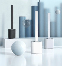 Load image into Gallery viewer, Silicone Bristles Toilet Brush And Holder For Bathroom Storage And Organization Compact Wall Hang Cleaning Kit Accessories Silicone Toilet Brush With Holder Bathroom Toilet Bowl Brush Set Non-Slip Handle Wall Mounted Floor Standing
