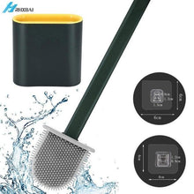 Load image into Gallery viewer, Silicone Bristles Toilet Brush And Holder For Bathroom Storage And Organization Compact Wall Hang Cleaning Kit Accessories Silicone Toilet Brush With Holder Bathroom Toilet Bowl Brush Set Non-Slip Handle Wall Mounted Floor Standing
