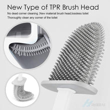 Load image into Gallery viewer, Silicone Bristles Toilet Brush And Holder For Bathroom Storage And Organization Compact Wall Hang Cleaning Kit Accessories Silicone Toilet Brush With Holder Bathroom Toilet Bowl Brush Set Non-Slip Handle Wall Mounted Floor Standing
