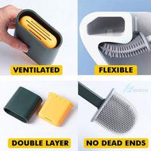 Load image into Gallery viewer, Silicone Bristles Toilet Brush And Holder For Bathroom Storage And Organization Compact Wall Hang Cleaning Kit Accessories Silicone Toilet Brush With Holder Bathroom Toilet Bowl Brush Set Non-Slip Handle Wall Mounted Floor Standing
