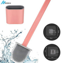 Load image into Gallery viewer, Silicone Bristles Toilet Brush And Holder For Bathroom Storage And Organization Compact Wall Hang Cleaning Kit Accessories Silicone Toilet Brush With Holder Bathroom Toilet Bowl Brush Set Non-Slip Handle Wall Mounted Floor Standing
