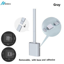 Load image into Gallery viewer, Silicone Bristles Toilet Brush And Holder For Bathroom Storage And Organization Compact Wall Hang Cleaning Kit Accessories Silicone Toilet Brush With Holder Bathroom Toilet Bowl Brush Set Non-Slip Handle Wall Mounted Floor Standing
