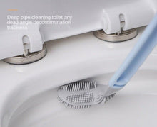 Load image into Gallery viewer, Silicone Bristles Toilet Brush And Holder For Bathroom Storage And Organization Compact Wall Hang Cleaning Kit Accessories Silicone Toilet Brush With Holder Bathroom Toilet Bowl Brush Set Non-Slip Handle Wall Mounted Floor Standing
