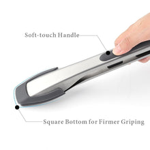 将图片加载到图库查看器，Silicone Food Tongs for Cooking Stainless Steel Kitchen Tongs One-Hand Operation Non-Slip Salad Food Tong Grill BBQ Accessories Soft-Touch Handle Silicone Tipped Food Grill For BBQ Cooking Tongs
