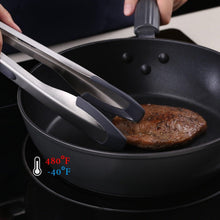 将图片加载到图库查看器，Silicone Food Tongs for Cooking Stainless Steel Kitchen Tongs One-Hand Operation Non-Slip Salad Food Tong Grill BBQ Accessories Soft-Touch Handle Silicone Tipped Food Grill For BBQ Cooking Tongs

