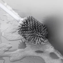 Load image into Gallery viewer, Silicone Head Toilet Brush Quick Draining Clean Tool Wall-Mount  Floor-Standing Cleaning Brush Bathroom Accessories Toilet Brush And Holder Toilet Bowl Brush With Stainless Steel Handle Durable Bristles
