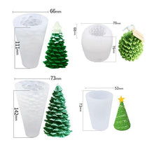 将图片加载到图库查看器，Silicone Mould Christmas Tree Shaped Cake Mold Decoration Tools Candle Mold Baking Tool Home Decoration For Christmas Party 3D Tree Shaped Candle Silicone Mold 4Pcs Different Xmas Pine Molds
