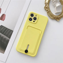 Load image into Gallery viewer, Silicone Pink Wallet Card Holder Phone Case For Iphone 14 13 12 Pro Max Fashion Shockproof Lens Protection Cover Soft Silicone Wallet Card Holder Cover For Iphone
