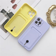 Load image into Gallery viewer, Silicone Pink Wallet Card Holder Phone Case For Iphone 14 13 12 Pro Max Fashion Shockproof Lens Protection Cover Soft Silicone Wallet Card Holder Cover For Iphone

