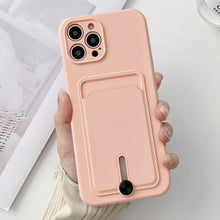 Load image into Gallery viewer, Silicone Pink Wallet Card Holder Phone Case For Iphone 14 13 12 Pro Max Fashion Shockproof Lens Protection Cover Soft Silicone Wallet Card Holder Cover For Iphone
