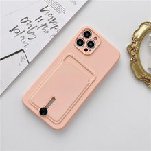 Load image into Gallery viewer, Silicone Pink Wallet Card Holder Phone Case For Iphone 14 13 12 Pro Max Fashion Shockproof Lens Protection Cover Soft Silicone Wallet Card Holder Cover For Iphone
