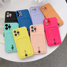 Load image into Gallery viewer, Silicone Pink Wallet Card Holder Phone Case For Iphone 14 13 12 Pro Max Fashion Shockproof Lens Protection Cover Soft Silicone Wallet Card Holder Cover For Iphone
