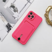 Load image into Gallery viewer, Silicone Pink Wallet Card Holder Phone Case For Iphone 14 13 12 Pro Max Fashion Shockproof Lens Protection Cover Soft Silicone Wallet Card Holder Cover For Iphone
