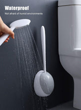 Load image into Gallery viewer, Silicone Toilet Brush For Accessories Drainable Toilet Brush Wall-Mounted Cleaning Tools Home Bathroom Accessories Sets Toilet Brushes And Holder For Bathroom Deep Cleaning Quick Drying Wall Mounted Set Soft Bristled cleaner No-Slip
