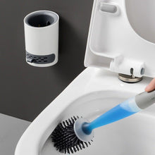 将图片加载到图库查看器，Silicone Toilet Brush Wall-Mounted Cleaning Tools Refill Liquid No Dead Corners Toilet Brush Home Bathroom Accessories Set  Toilet Brush And Holder Set Toilet Bowl Brush With Caddy Bathroom Stiff Bristles Toilet Scrub Brush
