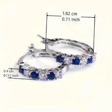 Load image into Gallery viewer, Silver Plated Hypoallergenic Circular Earrings Adorned With Colorful Synthetic Gemstones
