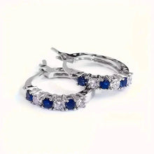 Load image into Gallery viewer, Silver Plated Hypoallergenic Circular Earrings Adorned With Colorful Synthetic Gemstones
