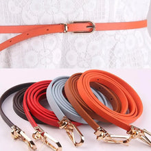 Load image into Gallery viewer, Simple Cute Leather Belts Candy Color Thin Skinny Waistband Classic Adjustable Fashion Women Belts

