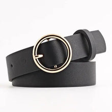 Load image into Gallery viewer, Simple Double Round Buckle PU Leather Waist Strap Vintage Design Double O-Ring Buckle  Women Leather Belt For Jeans And Dresses

