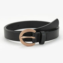 Load image into Gallery viewer, Simple Double Round Buckle PU Leather Waist Strap Vintage Design Double O-Ring Buckle  Women Leather Belt For Jeans And Dresses

