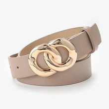 Load image into Gallery viewer, Simple Double Round Buckle PU Leather Waist Strap Vintage Design Double O-Ring Buckle  Women Leather Belt For Jeans And Dresses
