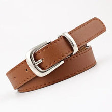 Load image into Gallery viewer, Simple Double Round Buckle PU Leather Waist Strap Vintage Design Double O-Ring Buckle  Women Leather Belt For Jeans And Dresses
